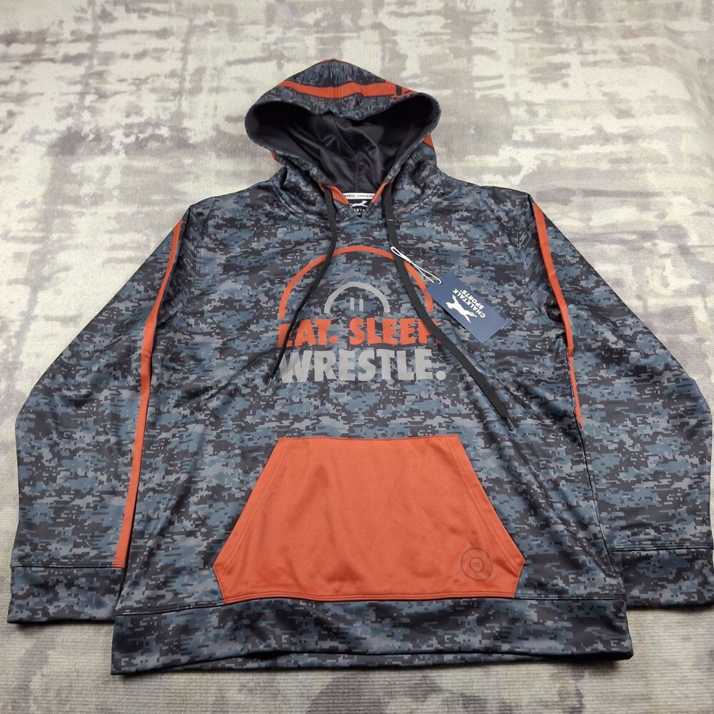 NWT ChalkTalk Sports Wrestle Hoodie Mens Adult Small AS Digi Camo Wrestling Top